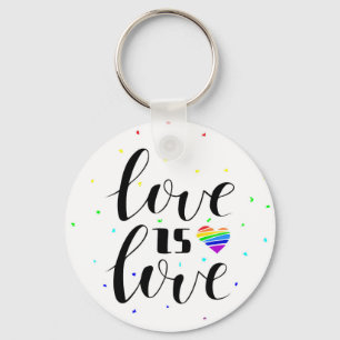 Porte-clés L'amour est l'amour   Coeurs arc-en-ciel