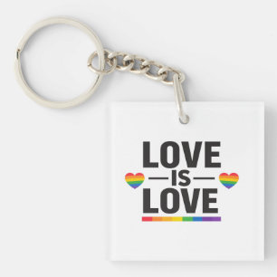 Porte-clés L'amour est l'amour – Cœurs arc-en-ciel minimaux p