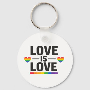 Porte-clés L'amour est l'amour – Cœurs arc-en-ciel minimaux p