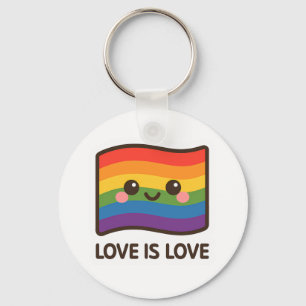 Porte-clés L'amour est l'amour - Kawaii Rainbow Design