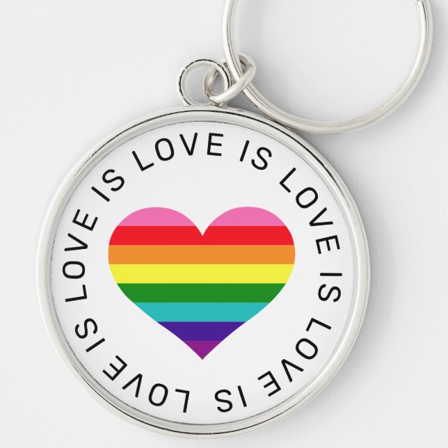Porte-clés L'amour est l'amour Rainbow Heart Gay pride (Devant)