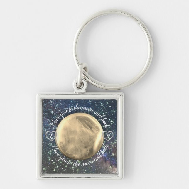 Porte-clés L'Amour Personnalisé À La Lune (Devant)