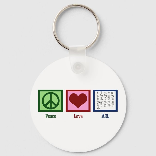Porte-clés Langue des signes Peace Love (Recto)