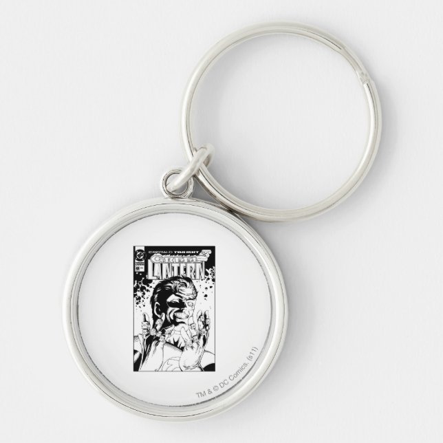 Porte-clés Lanterne verte - Nombreux anneaux, noir et blanc (Devant)