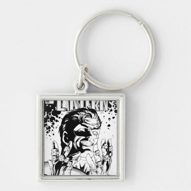 Porte-clés Lanterne verte - Nombreux anneaux, noir et blanc (Devant)