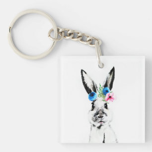 Porte-clés Lapin avec des fleurs