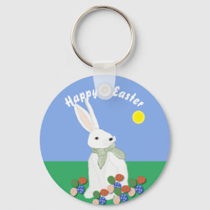 Porte-clés Lapin blanc et œufs