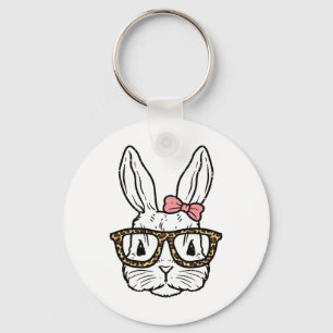 Porte-clés Lapin Bunison Portant des Lunettes Léopard Mignon