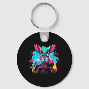 Porte-clés Lapin de boxe avec gants de boxe Kickboxing Drôle