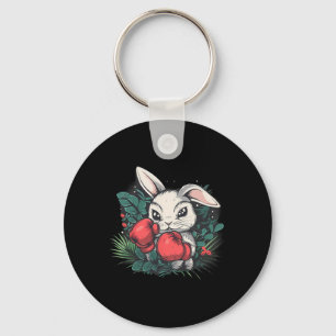 Porte-clés Lapin de boxe avec gants de boxe Kickboxing Drôle