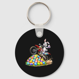 Porte-clés Lapin de Pâques cool pilote de moto cross drôle Mo