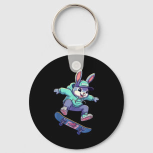 Porte-clés Lapin de Pâques cool skateboard drôle de lapin pat