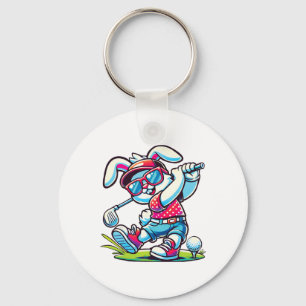 Porte-clés Lapin de Pâques joyeux amateurs de golf Sport Garç