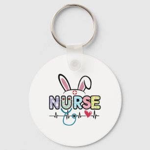 Porte-clés Lapin de Pâques Stéthoscope Battement de coeur Méd