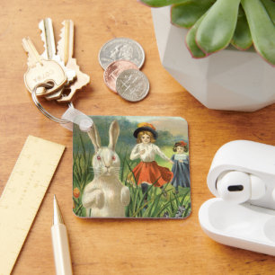 Porte-clés Lapin de Pâques vintage et enfants Joyeuse fête de