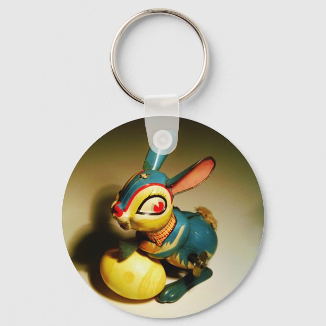 Porte-clés lapin jouet et oeuf jaune pâle (Recto)