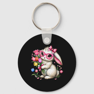 Porte-clés Lapin Lapin Tulipe de Pâques Fleurs de printemps F