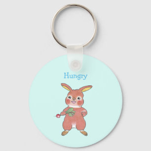 Porte-clés Lapin Mignon Faim et Somnolent Bleu