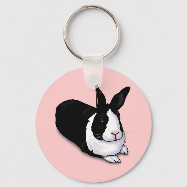 Porte-clés Lapin noir et blanc (Recto)