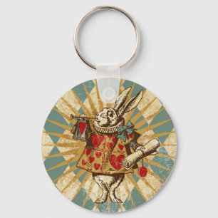Porte-clés Lapin vintage de blanc d'Alice