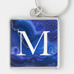 Porte-clés Lapis Lazuli Monogramme