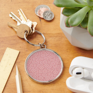 Porte-clés Large ronde Premium à motifs floraux