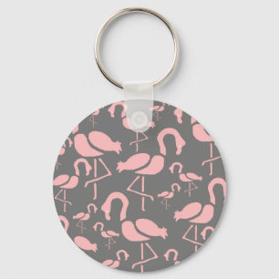 Porte-clés L'art des oiseaux de Flamant rose rose amusant