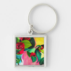 Porte-clés L'art floral des Camellias rouges