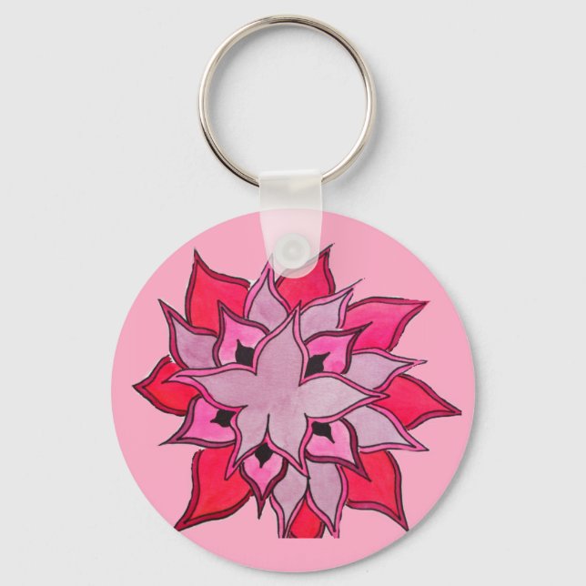 Porte-clés L'art floral rose et violet (Recto)