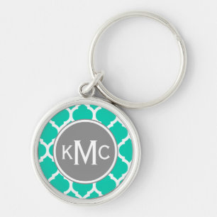 Porte-clés Lattice marocain turquoise gris