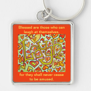 Porte-clés Laugh Word Citation Parties scintillant Art Peintu