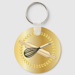 Porte-clés Laurel Gold de Whisk & Rolling Pin Baking