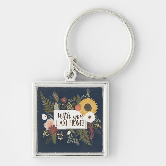 Porte-clés L'automne III Romance | avec vous je suis maison (Devant)