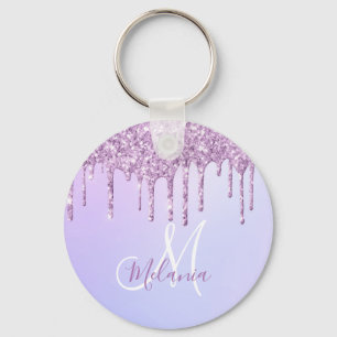 Porte-clés Lavande à goutte violette métallique personnalisée