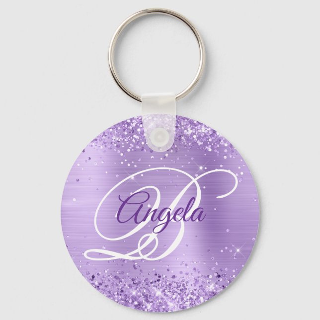 Porte-clés Lavande de glitterie Fhuile Fancy Monogramme (Recto)