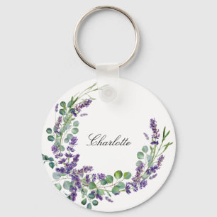 Porte-clés Lavender eucalyptus greenery floral name script