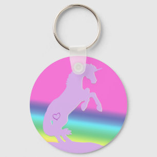 Porte-clés Lavender Unicorn Silhouette (arrière - plan arc-en