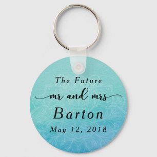 Porte-clés "L'avenir M. & Mme" Turquoise & Blue Mandala