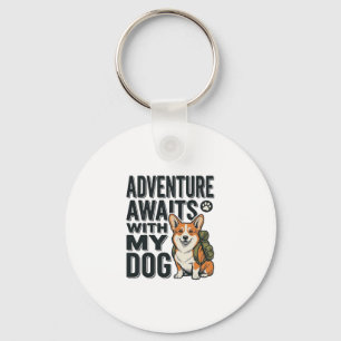 Porte-clés L'aventure attend avec mon chien design de randonn