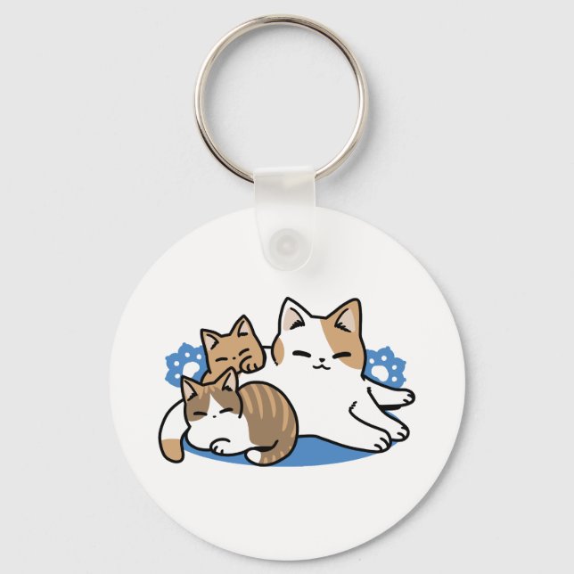 Porte-clés Laze Furr Days - Cute Lazy Cats Design (Recto)