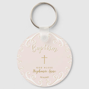 Porte-clés Le baptême se répand en rose et en or