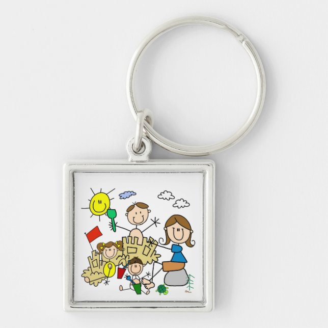 Porte-clés Le bâton figure l'amusement de plage de famille (Devant)
