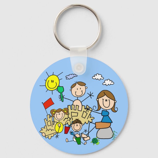 Porte-clés Le bâton figure l'amusement de plage de famille (Recto)