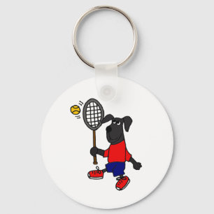 Porte-clés Le BJ chiot drôle jouant au tennis