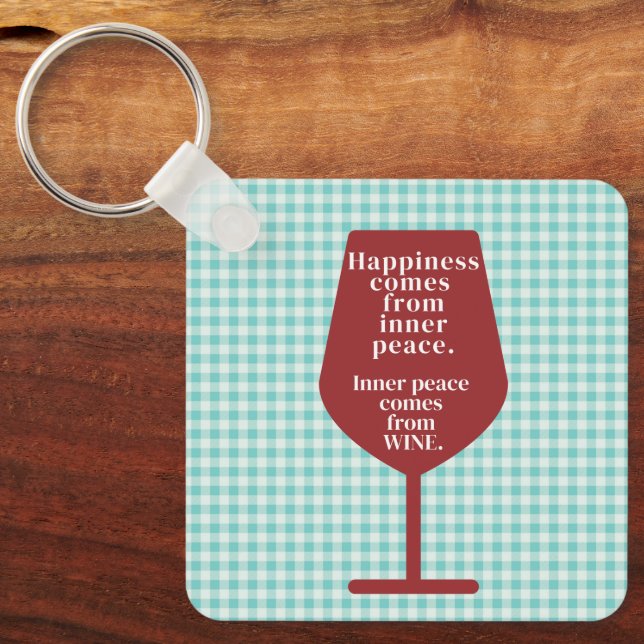 Porte-clés Le Bonheur Est Vin Drôle Citation Word Art (Recto)