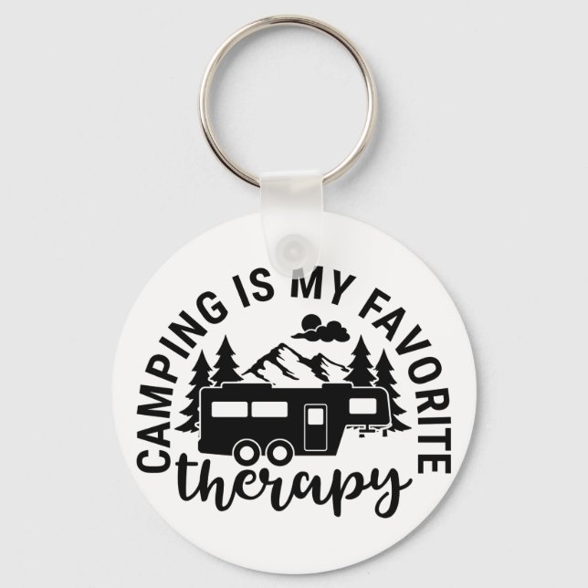Porte-clés Le Camping Est Ma Thérapie Préférée (Recto)