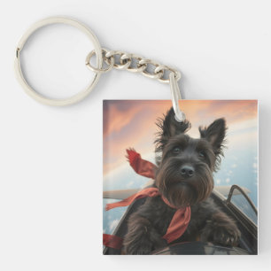Porte-clés Le chien voyageur écossais volant