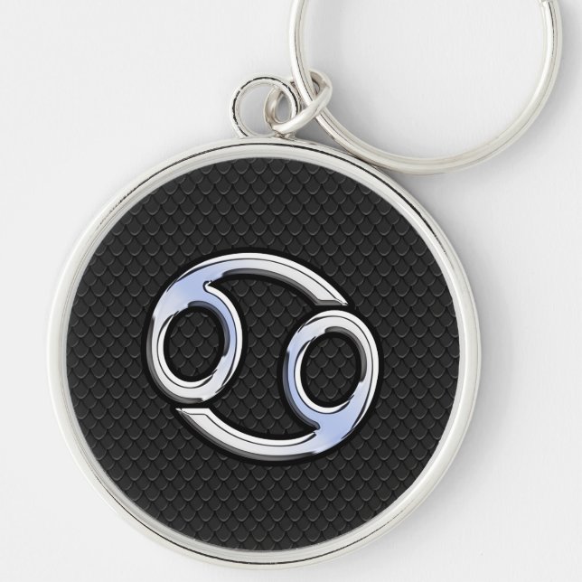 Porte-clés Le chrome aiment le symbole de zodiaque de Cancer (Devant)