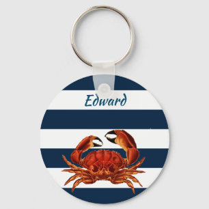 Porte-clés Le crabe rouge côtier en bandes marines
