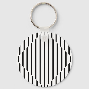 Porte-clés Le diamant d'illusion optique raye le carré blanc